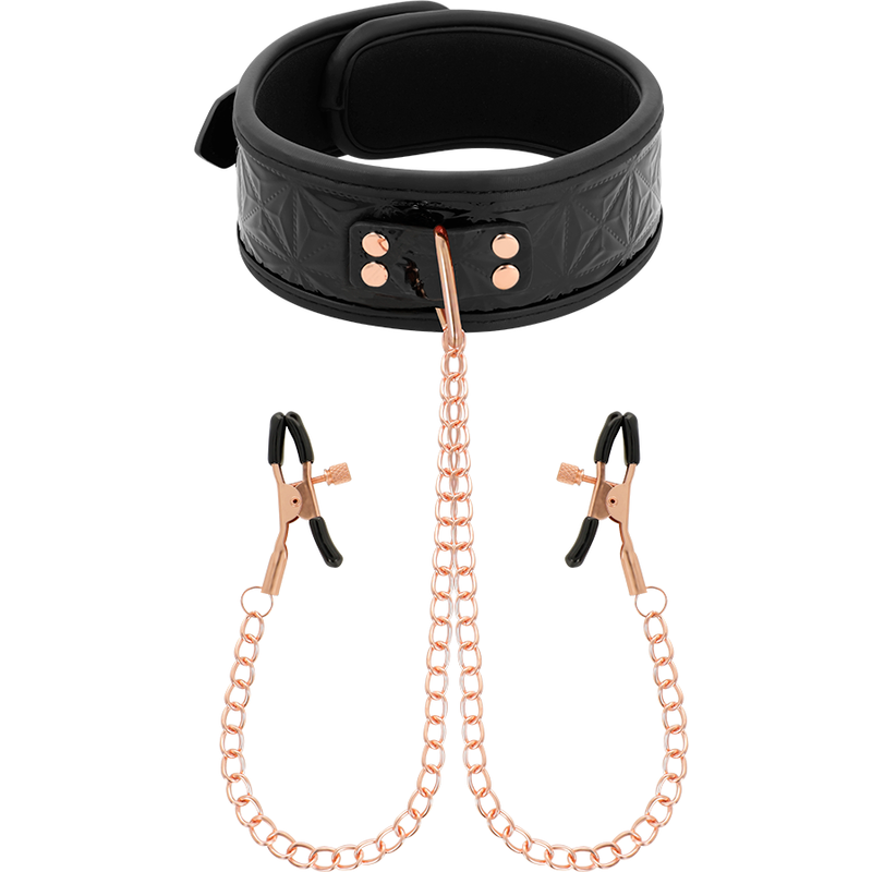 BEGME - COLLIER ÉDITION NOIRE AVEC PINCES À TÉTONS DOUBLÉES EN NÉOPRÈNE