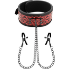 BEGME - COLLIER ÉDITION ROUGE AVEC PINCES À TÉTONS ET DOUBLURE EN NÉOPRÈNE