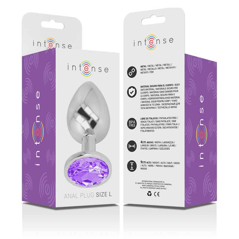 INTENSE - PLUG ANAL EN MÉTAL D'ALUMINIUM AVEC CRISTAL VIOLET TAILLE L
