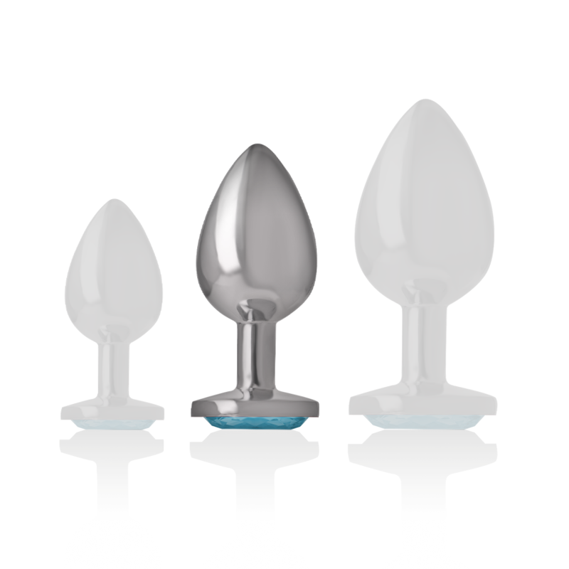 INTENSE - PLUG ANAL EN MÉTAL D'ALUMINIUM AVEC VERRE BLEU TAILLE M