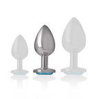 INTENSE - PLUG ANAL EN MÉTAL D'ALUMINIUM AVEC VERRE BLEU TAILLE M