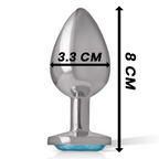 INTENSE - PLUG ANAL EN MÉTAL D'ALUMINIUM AVEC VERRE BLEU TAILLE M