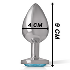 INTENSE - PLUG ANAL EN MÉTAL D'ALUMINIUM AVEC CRISTAL BLEU TAILLE L