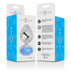 INTENSE - PLUG ANAL EN MÉTAL D'ALUMINIUM AVEC CRISTAL BLEU TAILLE L
