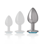 INTENSE - PLUG ANAL EN MÉTAL D'ALUMINIUM AVEC CRISTAL BLEU TAILLE L