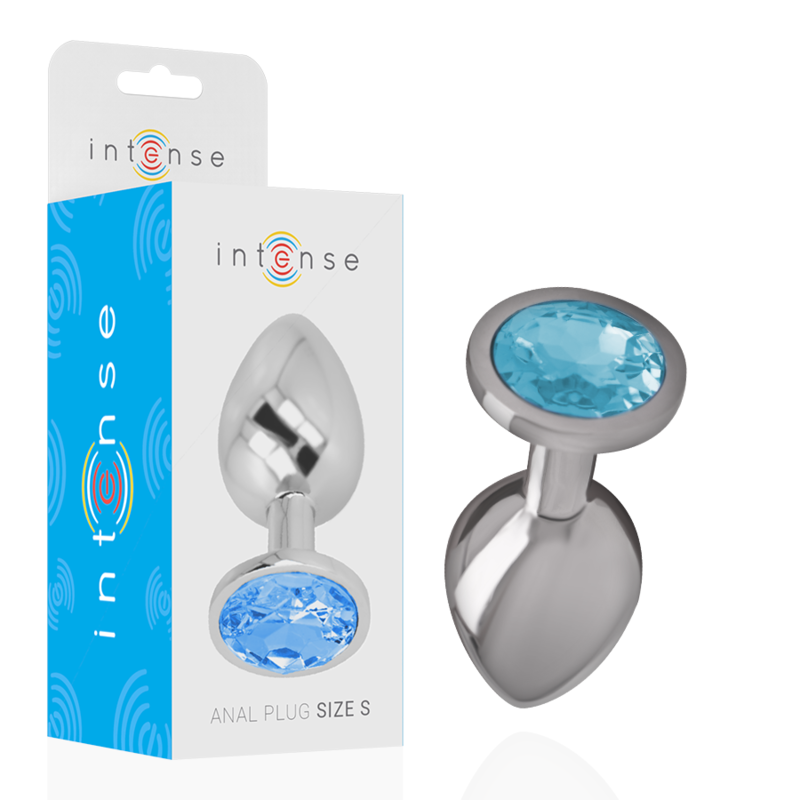 INTENSE - PLUG ANAL EN MÉTAL D'ALUMINIUM AVEC CRISTAL BLEU TAILLE S