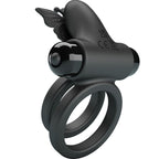 PRETTY LOVE - ANNEAU VIBRANT DOUBLE AVEC STIMULATEUR NOIR