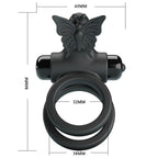 PRETTY LOVE - ANNEAU VIBRANT DOUBLE AVEC STIMULATEUR NOIR