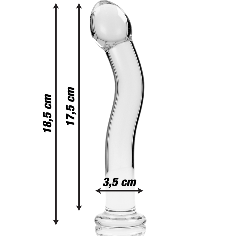 SÉRIE NEBULA PAR IBIZA - MODÈLE DILDO 18 EN VERRE BOROSILICATÉ CLAIR 18,5 CM -O- 3,5 CM