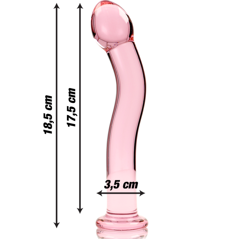 SÉRIE NEBULA PAR IBIZA - GODEMICHET EN VERRE BOROSILICATE ROSE 18,5 CM -Ø- 3,5 CM