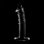 SÉRIE NEBULA D'IBIZA - MODÈLE 19 GODEMICHET EN VERRE BOROSILICATÉ TRANSPARENT 18.5 CM -Ø- 4 CM
