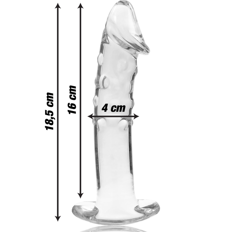 SÉRIE NEBULA D'IBIZA - MODÈLE 19 GODEMICHET EN VERRE BOROSILICATÉ TRANSPARENT 18.5 CM -Ø- 4 CM
