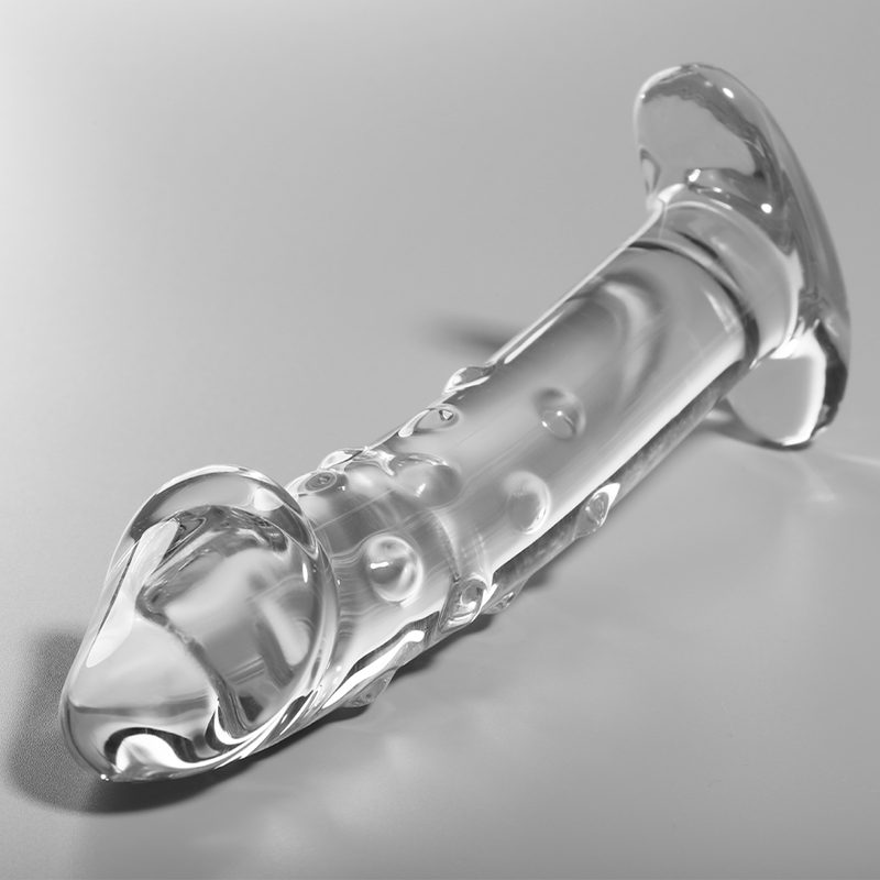 SÉRIE NEBULA D'IBIZA - MODÈLE 19 GODEMICHET EN VERRE BOROSILICATÉ TRANSPARENT 18.5 CM -Ø- 4 CM