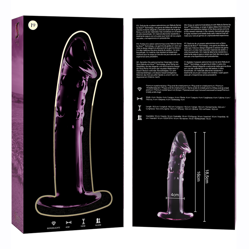 NEBULA SERIES BY IBIZA - MODÈLE 19 GODEMICHET VERRE BOROSILICATE ROSE 18.5 CM -Ø- 4 CM