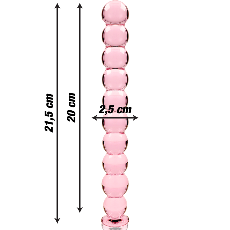 SÉRIE NEBULA PAR IBIZA - MODÈLE 22 GODEMICHET VERRE BOROSILICATE ROSE 21,5 CM -O- 2,5 CM