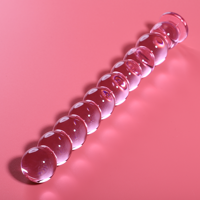 SÉRIE NEBULA PAR IBIZA - MODÈLE 22 GODEMICHET VERRE BOROSILICATE ROSE 21,5 CM -O- 2,5 CM