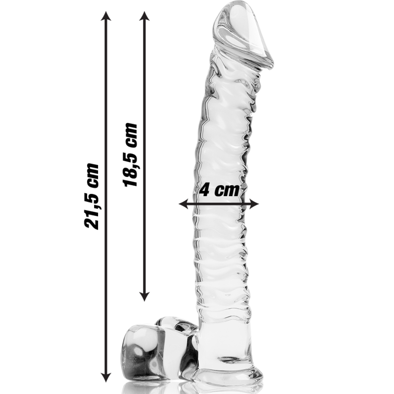 SÉRIE NEBULA PAR IBIZA - MODÈLE 23 GODEMICHET VERRE BOROSILICATE TRANSPARENT 21,5 CM -Ø- 4 CM