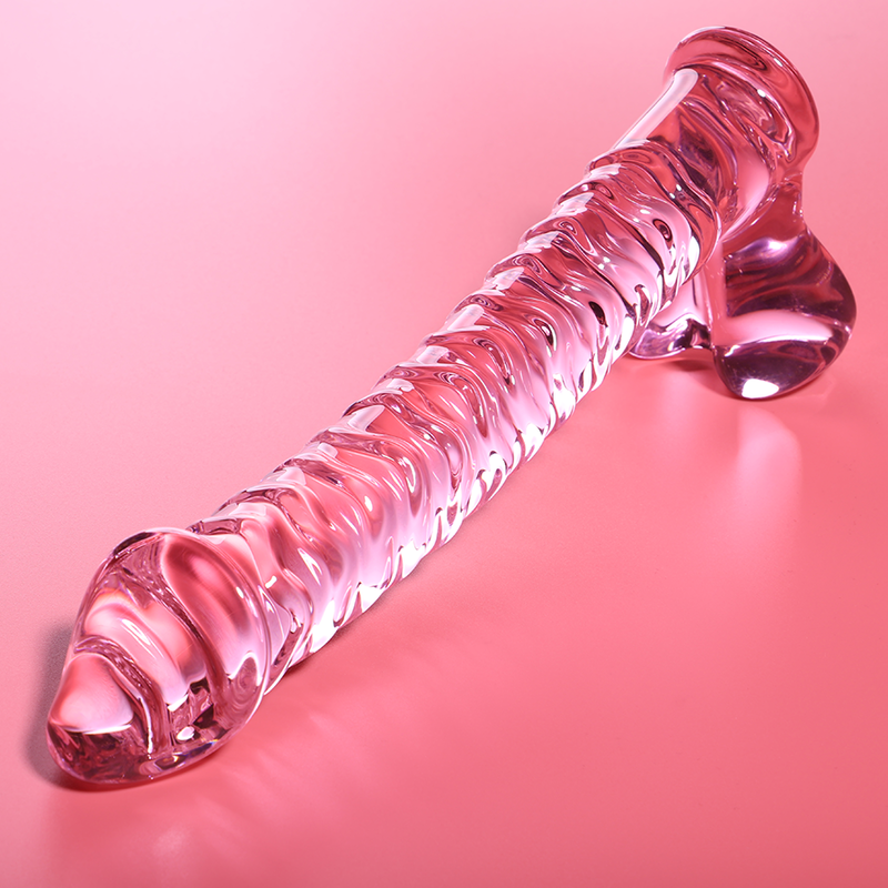 SÉRIE NEBULA D'IBIZA - MODÈLE 23 GODEMICHET VERRE BOROSILICATE ROSE 21,5 CM -Ø- 4 CM