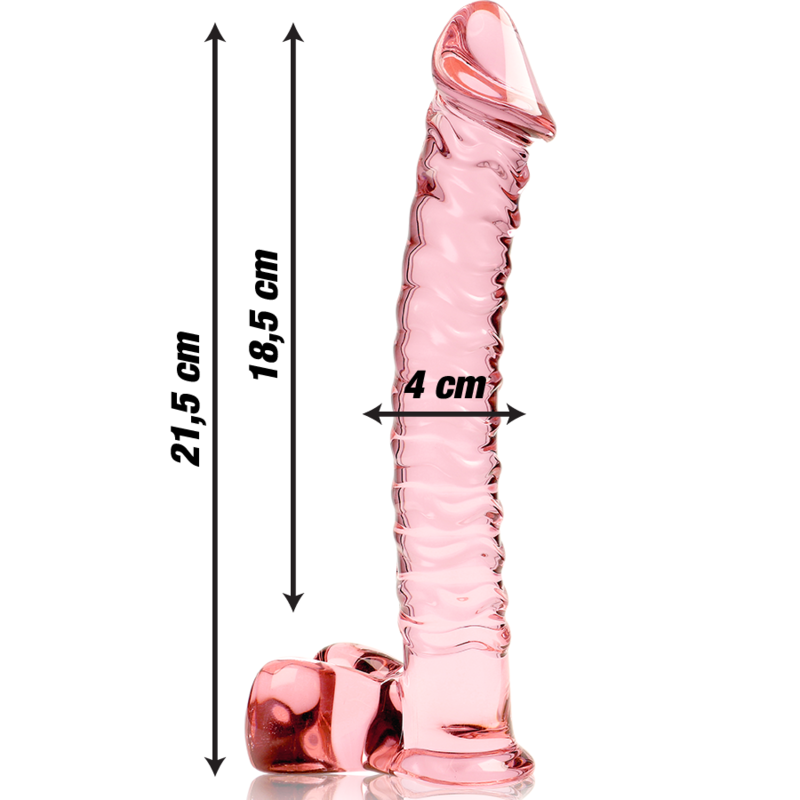 SÉRIE NEBULA D'IBIZA - MODÈLE 23 GODEMICHET VERRE BOROSILICATE ROSE 21,5 CM -Ø- 4 CM
