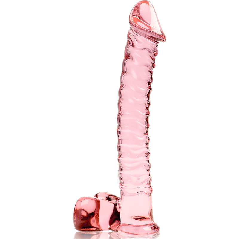 SÉRIE NEBULA D'IBIZA - MODÈLE 23 GODEMICHET VERRE BOROSILICATE ROSE 21,5 CM -Ø- 4 CM