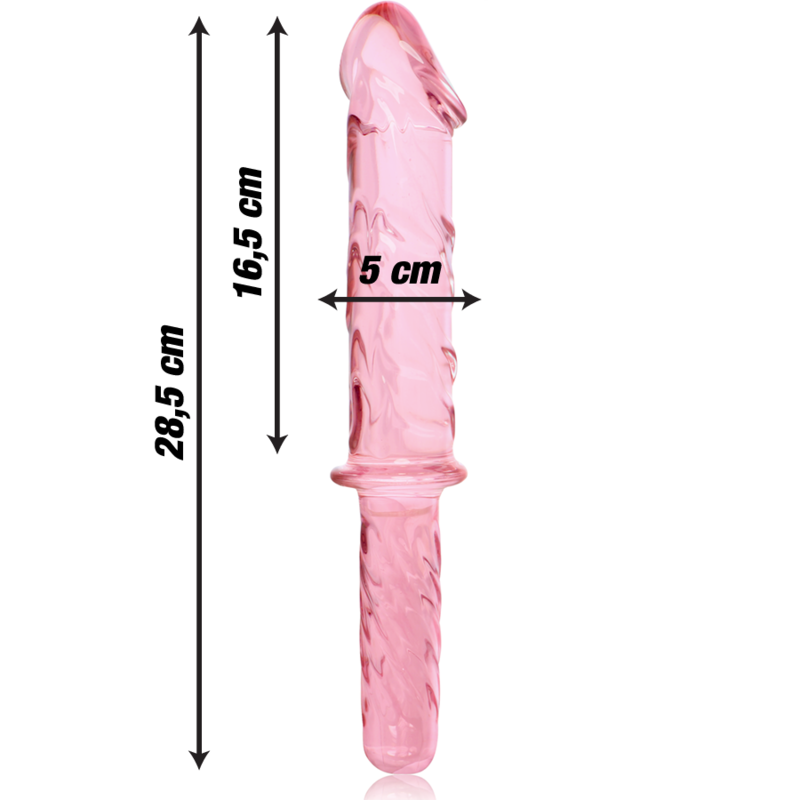 GAMME NEBULA PAR IBIZA - MODÈLE 24 DILDO VERRE BOROSILICATE ROSE 28,5 CM -Ø- 5 CM