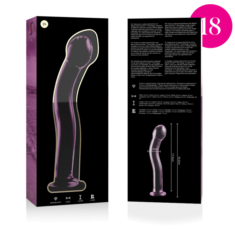 SÉRIE NEBULA PAR IBIZA - GODEMICHET EN VERRE BOROSILICATE ROSE 18,5 CM -Ø- 3,5 CM
