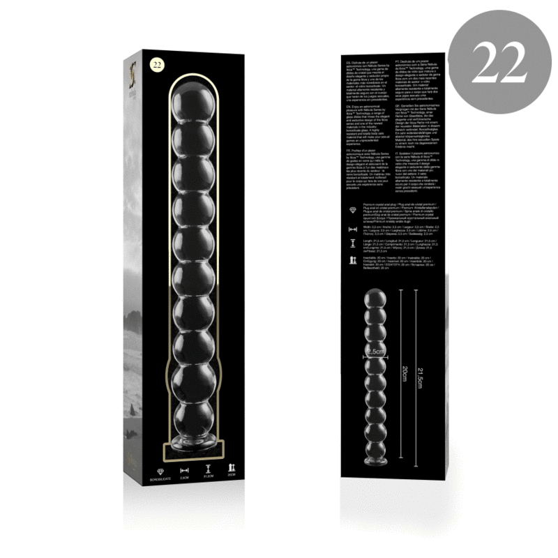 GAMME NEBULA BY IBIZA - GODEMICHET MODÈLE 22 EN VERRE BOROSILICATE TRANSPARENT 21,5 CM -O- 2,5 CM
