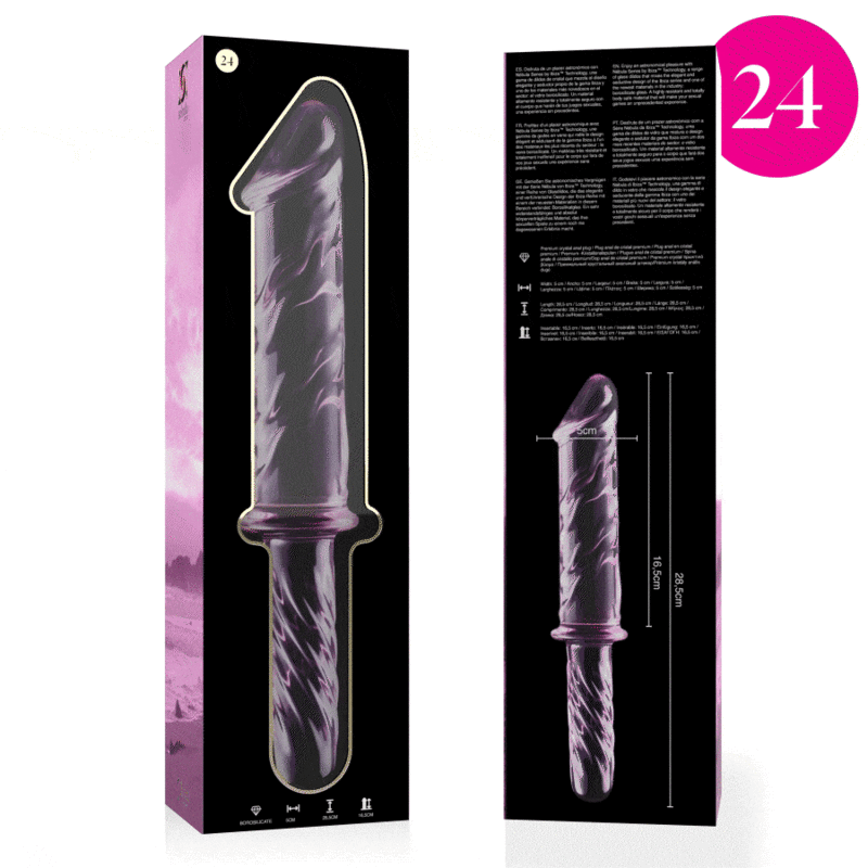 GAMME NEBULA PAR IBIZA - MODÈLE 24 DILDO VERRE BOROSILICATE ROSE 28,5 CM -Ø- 5 CM