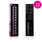 SÉRIE NEBULA PAR IBIZA - MODÈLE 22 GODEMICHET VERRE BOROSILICATE ROSE 21,5 CM -O- 2,5 CM