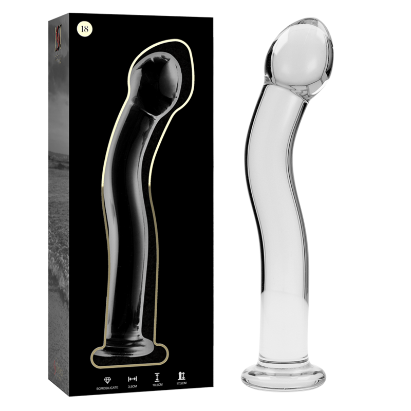 SÉRIE NEBULA PAR IBIZA - MODÈLE DILDO 18 EN VERRE BOROSILICATÉ CLAIR 18,5 CM -O- 3,5 CM