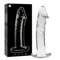 SÉRIE NEBULA D'IBIZA - MODÈLE 19 GODEMICHET EN VERRE BOROSILICATÉ TRANSPARENT 18.5 CM -Ø- 4 CM