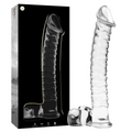 SÉRIE NEBULA PAR IBIZA - MODÈLE 23 GODEMICHET VERRE BOROSILICATE TRANSPARENT 21,5 CM -Ø- 4 CM