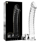 SÉRIE NEBULA PAR IBIZA - MODÈLE 23 GODEMICHET VERRE BOROSILICATE TRANSPARENT 21,5 CM -Ø- 4 CM