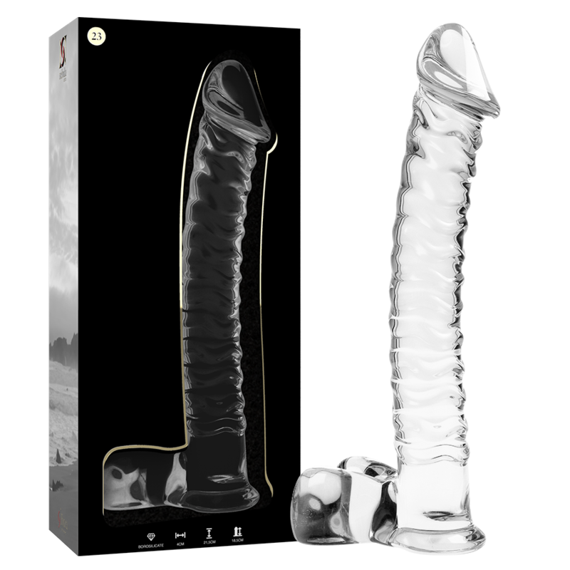 SÉRIE NEBULA PAR IBIZA - MODÈLE 23 GODEMICHET VERRE BOROSILICATE TRANSPARENT 21,5 CM -Ø- 4 CM