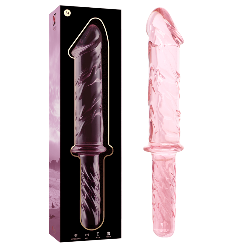 GAMME NEBULA PAR IBIZA - MODÈLE 24 DILDO VERRE BOROSILICATE ROSE 28,5 CM -Ø- 5 CM