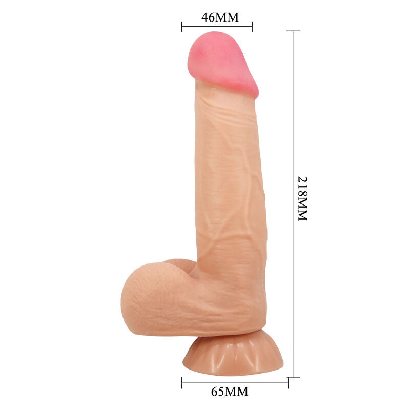 PRETTY LOVE - SÉRIE PEAU GLISSANTE GODEMICHET RÉALISTE AVEC VENTOUSE À PEAU GLISSANTE 21,8 CM