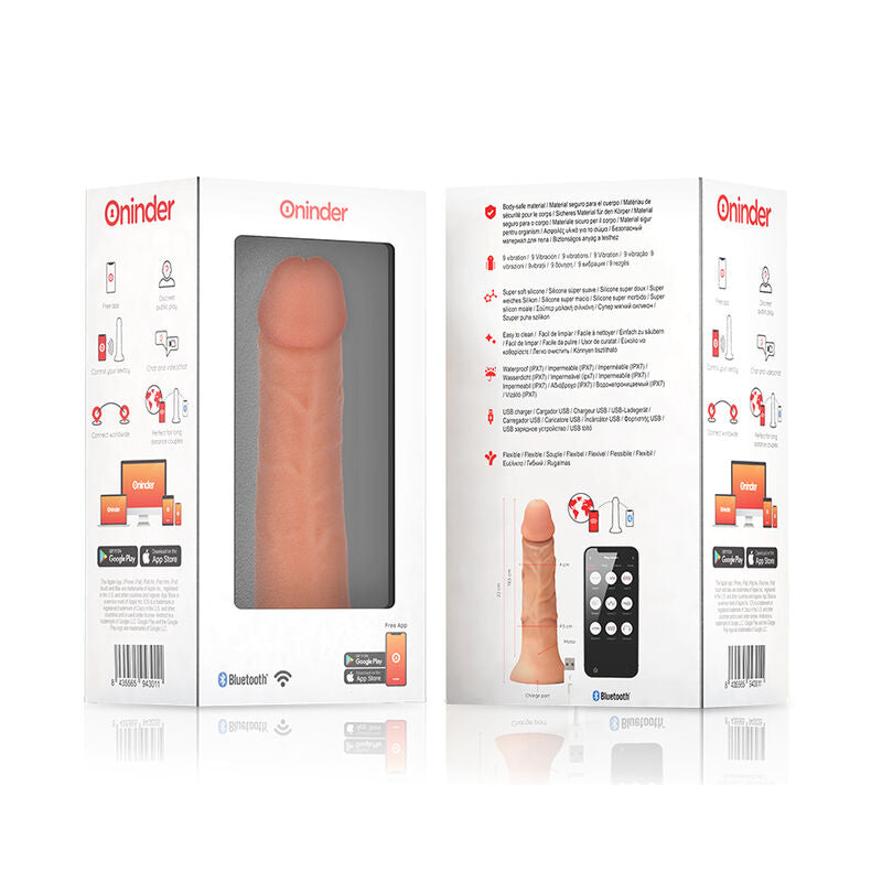 ONINDER - GRAND GODEMICHET VIBRANT DE BOGOTÁ 9 VITESSES NATUREL 22 CM -O- 4.5 CM - APP GRATUITE