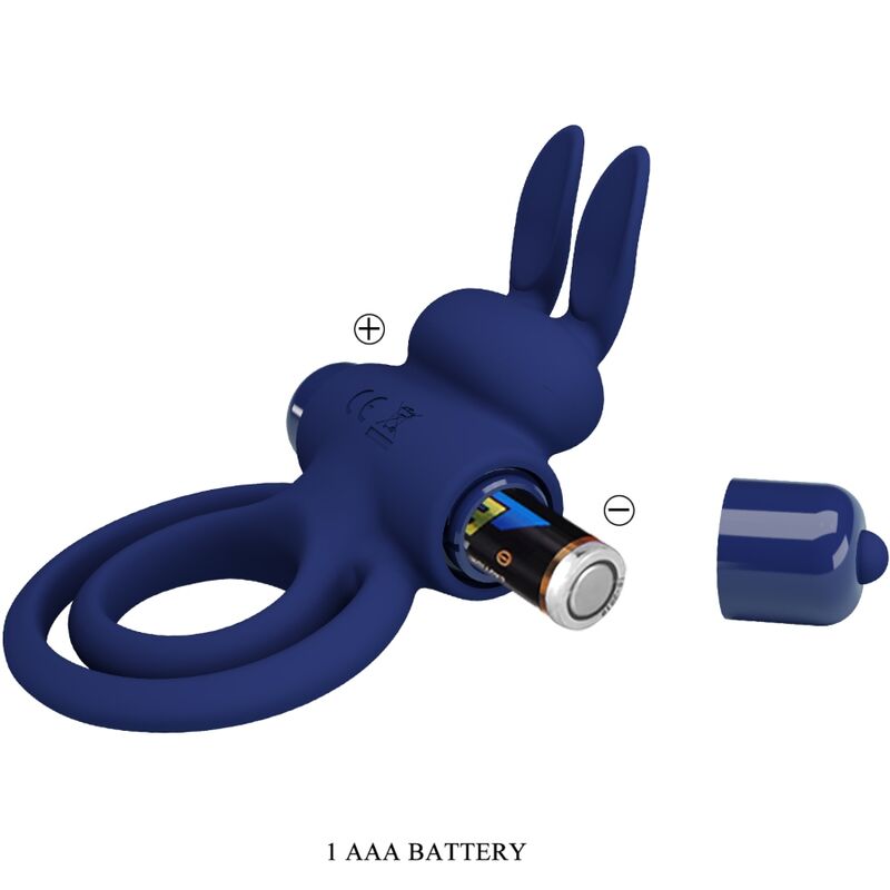 PRETTY LOVE - ANNEAU VIBRANT DOUBLE DAREY RABBIT BLEU