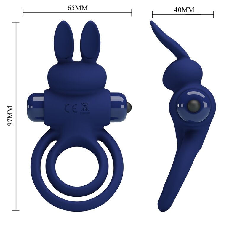 PRETTY LOVE - ANNEAU VIBRANT DOUBLE DAREY RABBIT BLEU