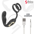 IBIZA - PLUG ANAL ROTATIF TÉLÉCOMMANDÉ AVEC VIBRATIONS PÉRINÉALES ET ANNEAUX D'AMÉLIORATION PÉNIENNE