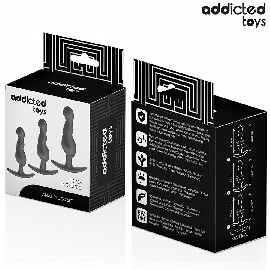 ADDICTED TOYS - LOT DE 3 PLUGS ANALS EN SILICONE MODÈLE 1