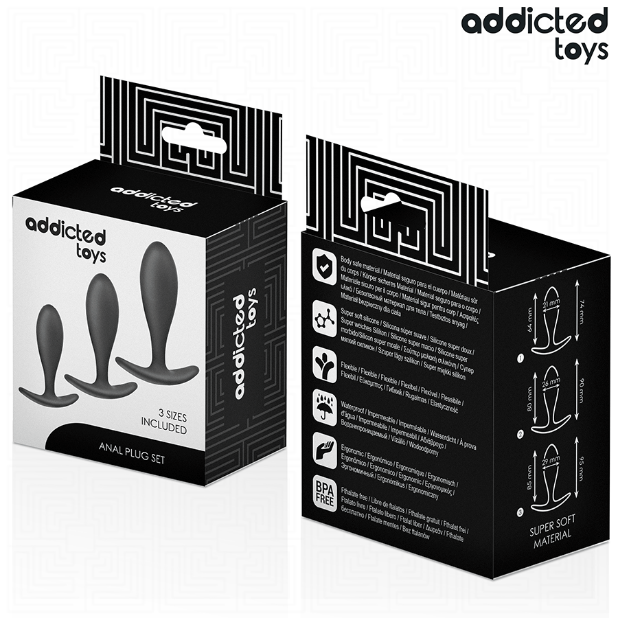 ADDICTED TOYS - LOT DE 3 PLUGS ANaux EN SILICONE MODÈLE 2