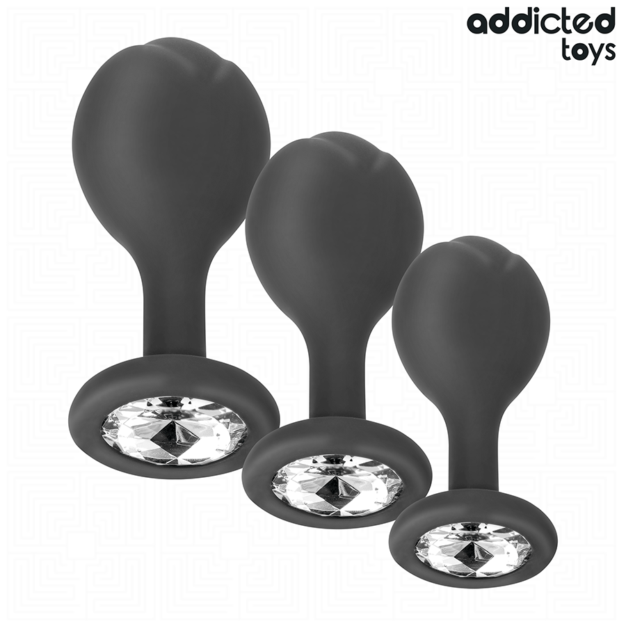 ADDICTED TOYS - LOT DE 3 PLUGS ANALS EN SILICONE AVEC BIJOUX
