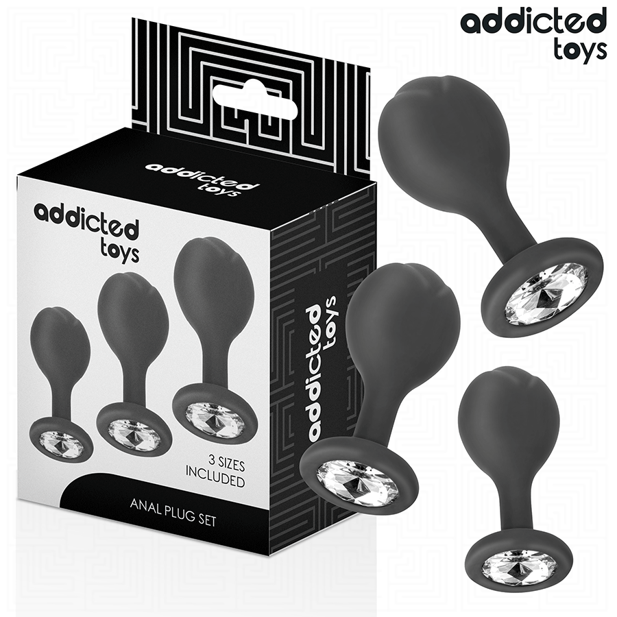 ADDICTED TOYS - LOT DE 3 PLUGS ANALS EN SILICONE AVEC BIJOUX