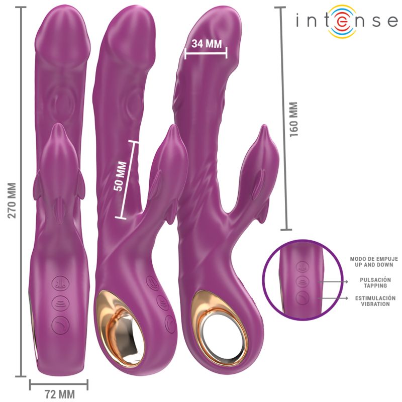 INTENSE - VIBREUR MULTIFONCTION HALLE AVEC LANGUETTE STIMULANTE DAUPHIN VIOLET
