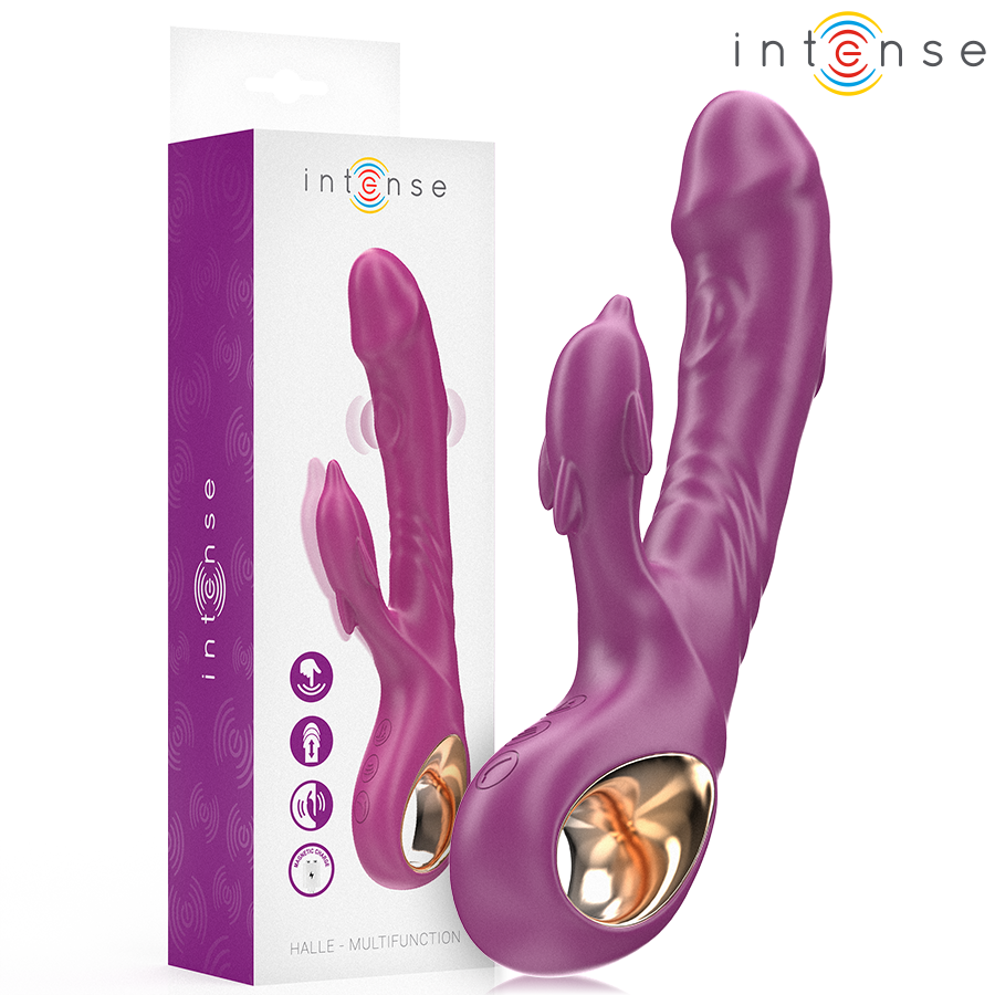 INTENSE - VIBREUR MULTIFONCTION HALLE AVEC LANGUETTE STIMULANTE DAUPHIN VIOLET