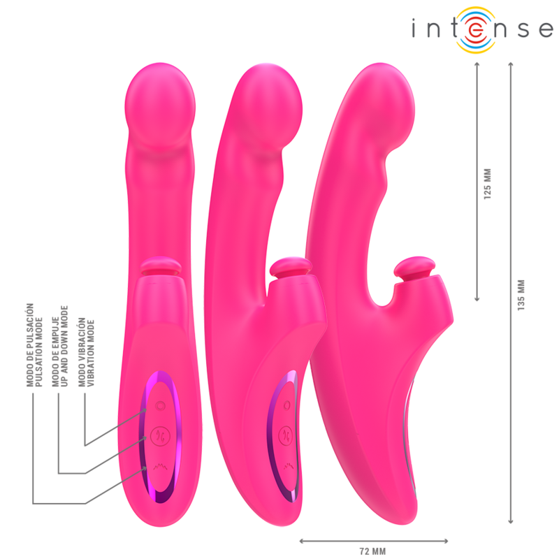 INTENSE - VIBRATEUR EMI MULTIFONCTION 13,5 CM 3 EN 1 10 VIBRATIONS ROSE