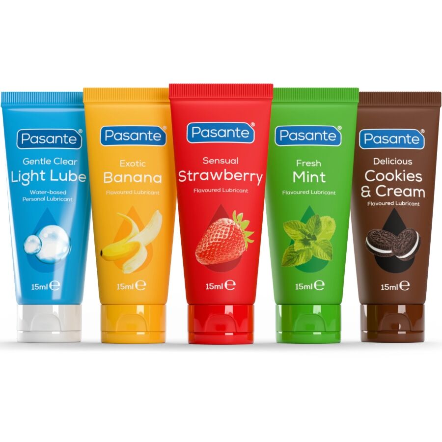 PASANTE - PAQUET LUBRIFIANTS SAVEURS ASSORTIES 5 UNITÉS X 15 ML