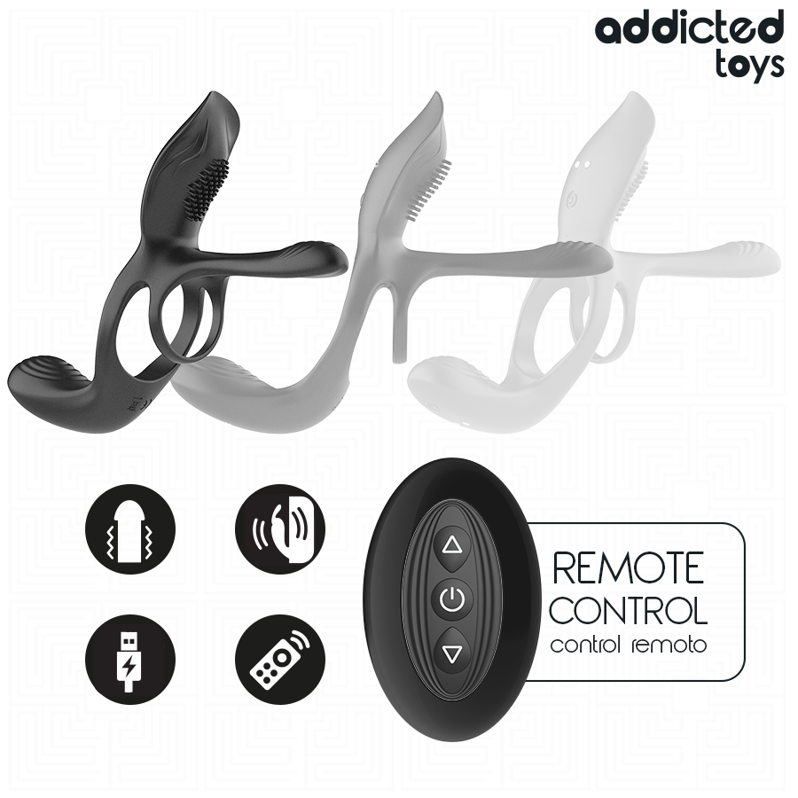 ADDICTED TOYS - ANNEAU DOUBLE PÉNIS AVEC STIMULATEUR CLITORIDIEN