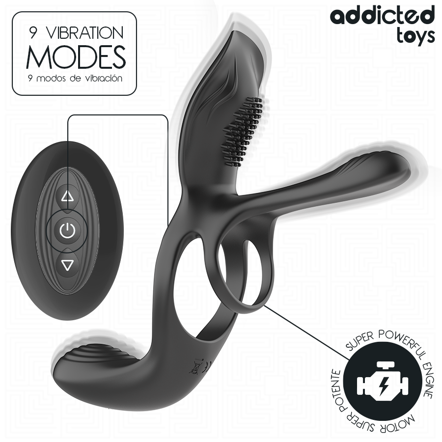 ADDICTED TOYS - ANNEAU DOUBLE PÉNIS AVEC STIMULATEUR CLITORIDIEN